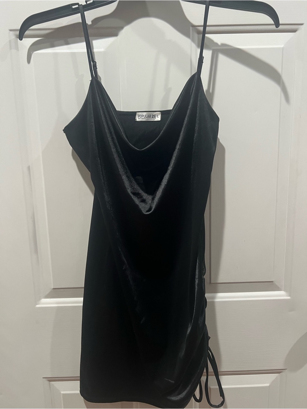 Popular 21 Black Satin Cowl Neck Mini Dress